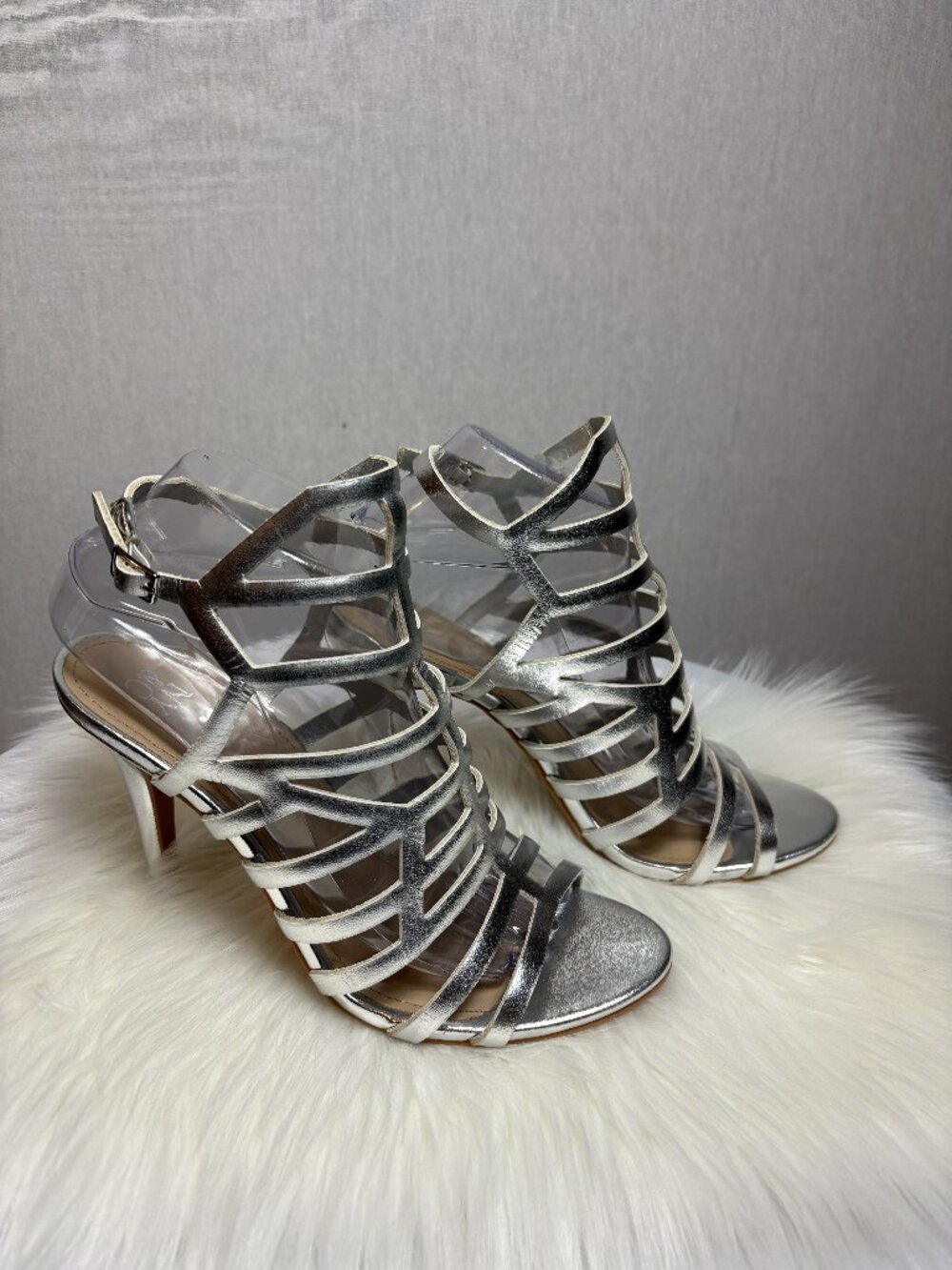 NY&Co Silver Strappy Heels, Size 9, Never Worn